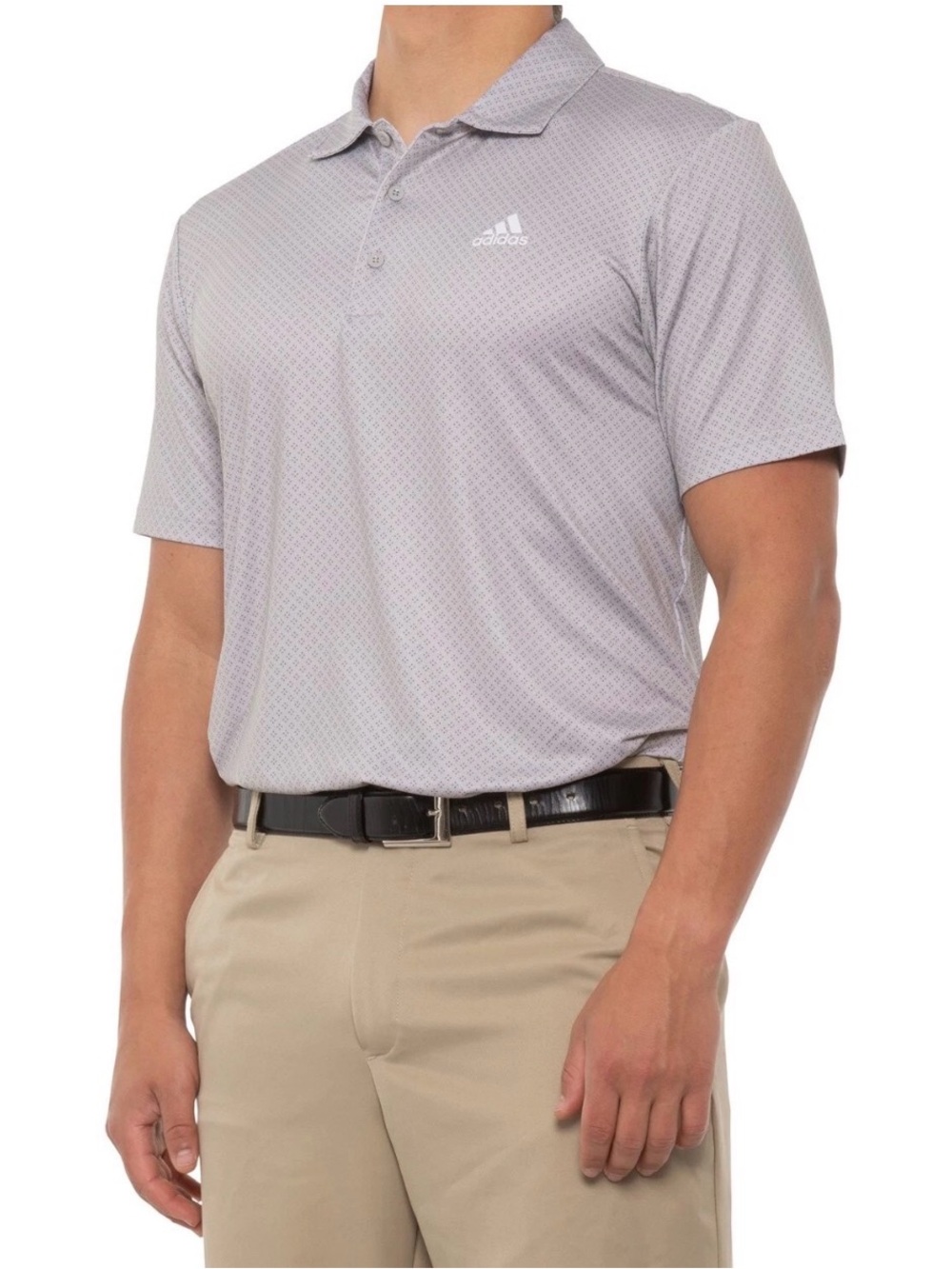 Adidas Golf Men's Ultimate Polo Shirt‎ NWT Gray Micro Diamond Dot Size Large